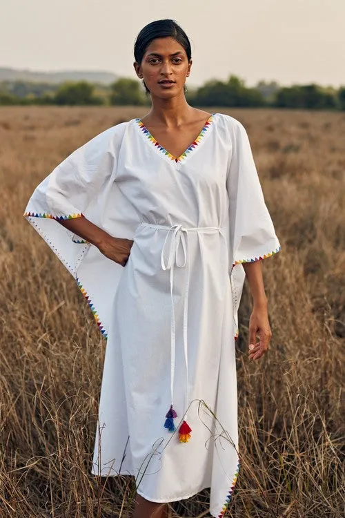 Okhai 'Fusion' Hand Embroidered Pure Cotton Kaftan