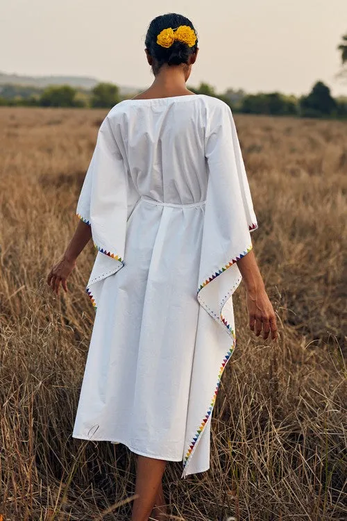 Okhai 'Fusion' Hand Embroidered Pure Cotton Kaftan