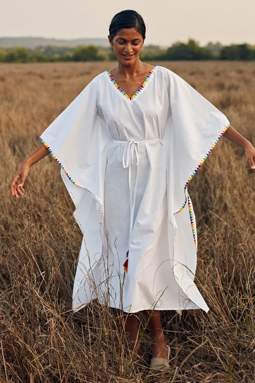 Okhai 'Fusion' Hand Embroidered Pure Cotton Kaftan