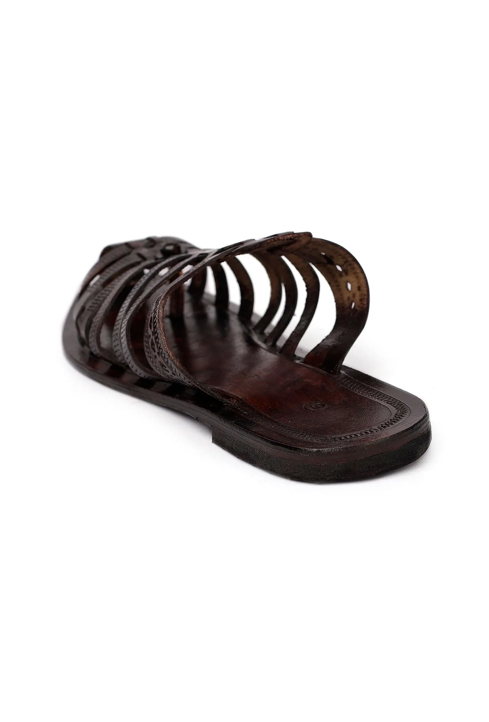 Onyx Black Braided  Pure Leather Kolhapuri Sandals