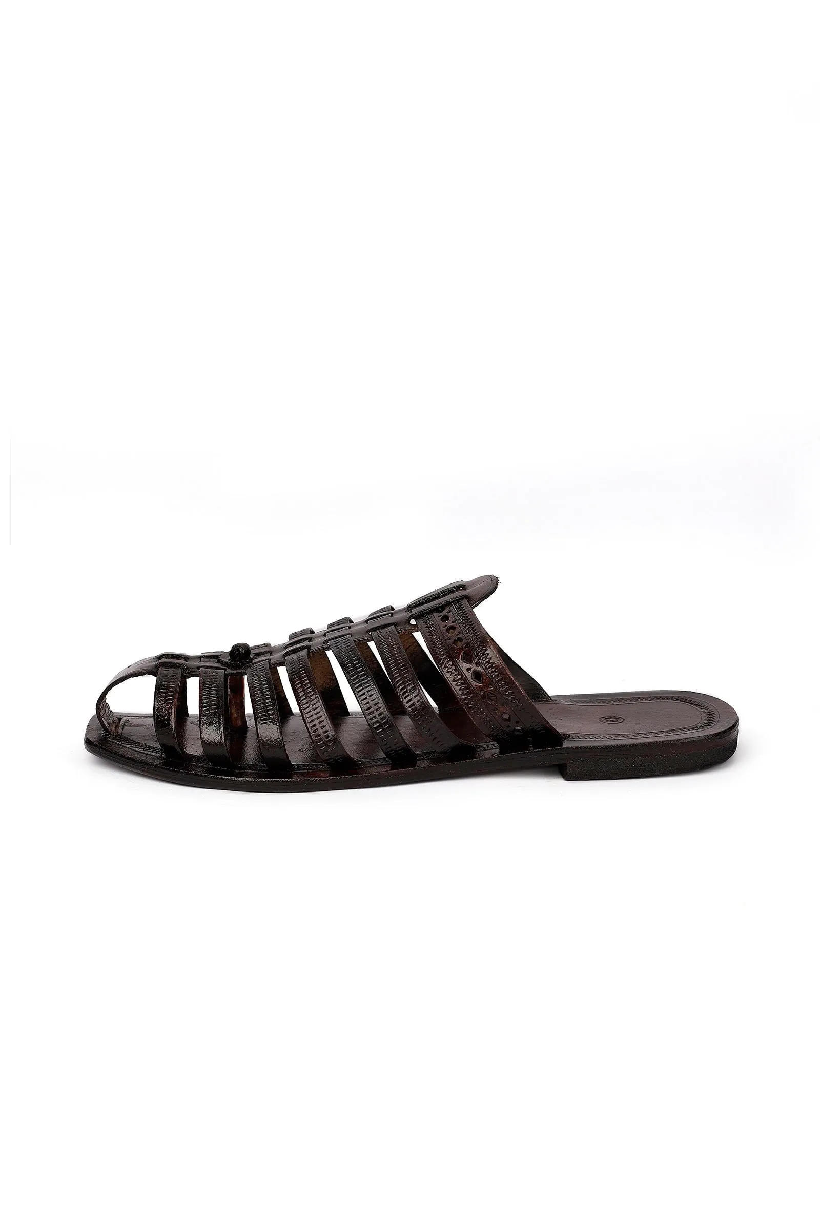 Onyx Black Braided  Pure Leather Kolhapuri Sandals