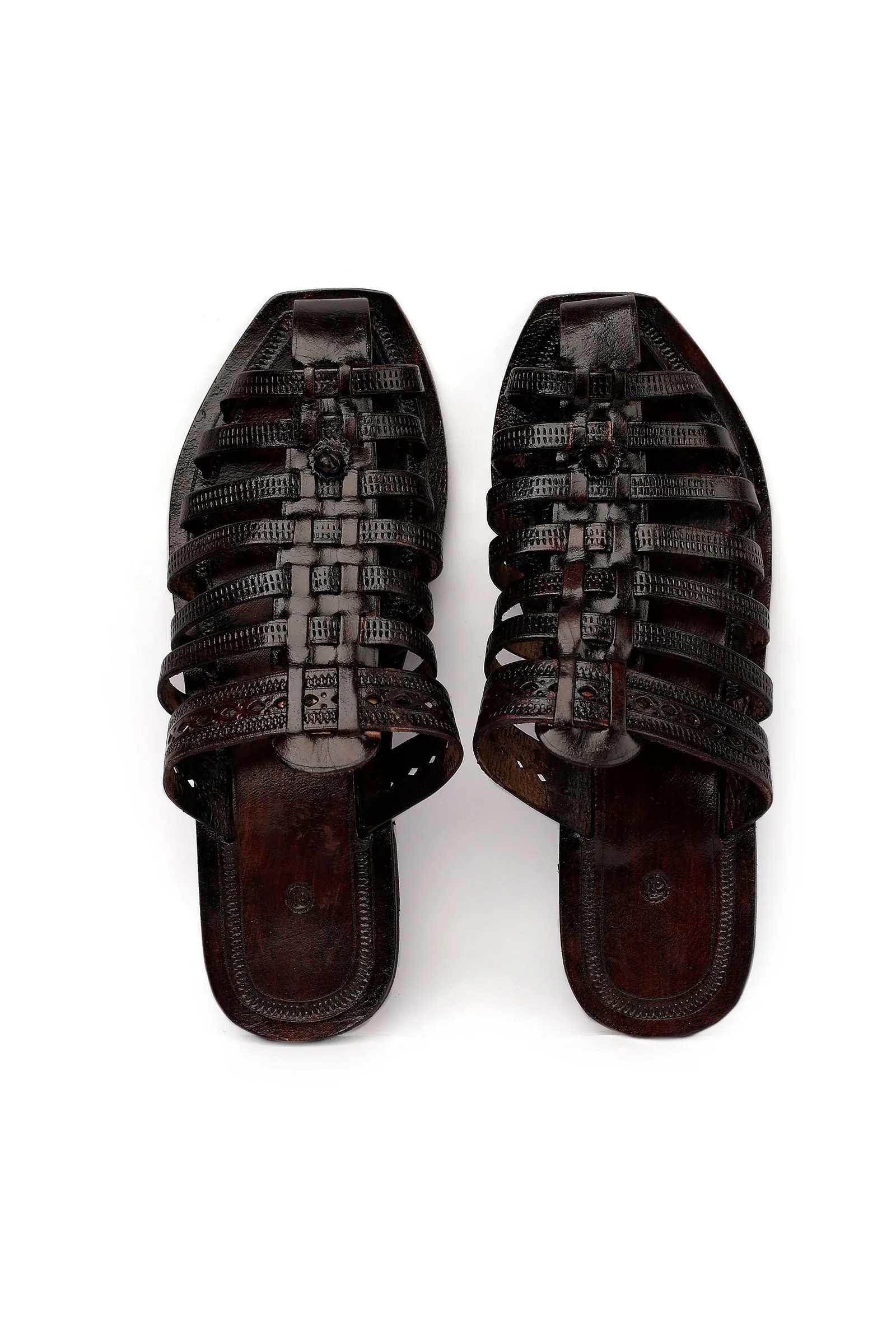 Onyx Black Braided  Pure Leather Kolhapuri Sandals