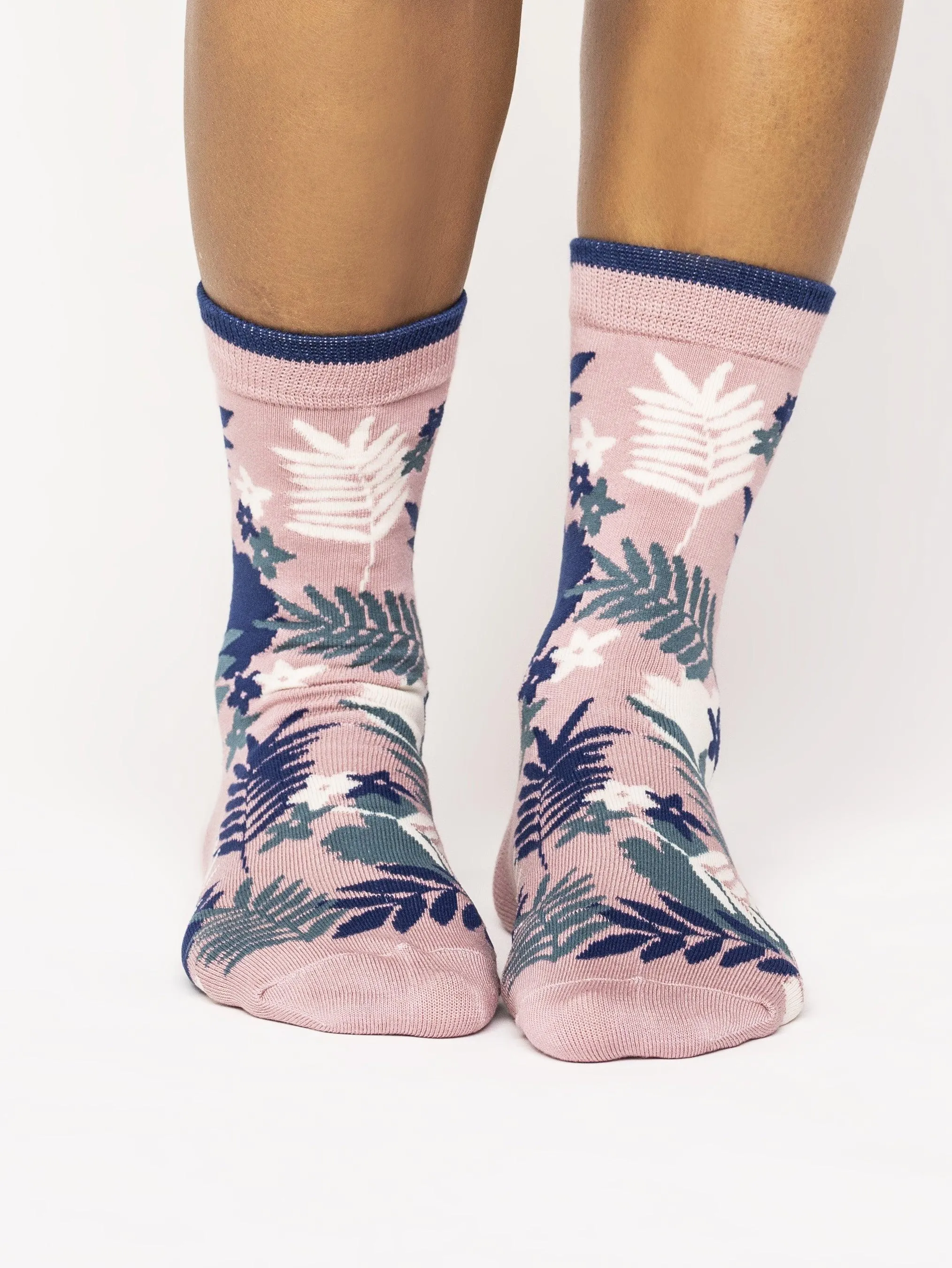 Palm Leaf Socks - Blush Pink