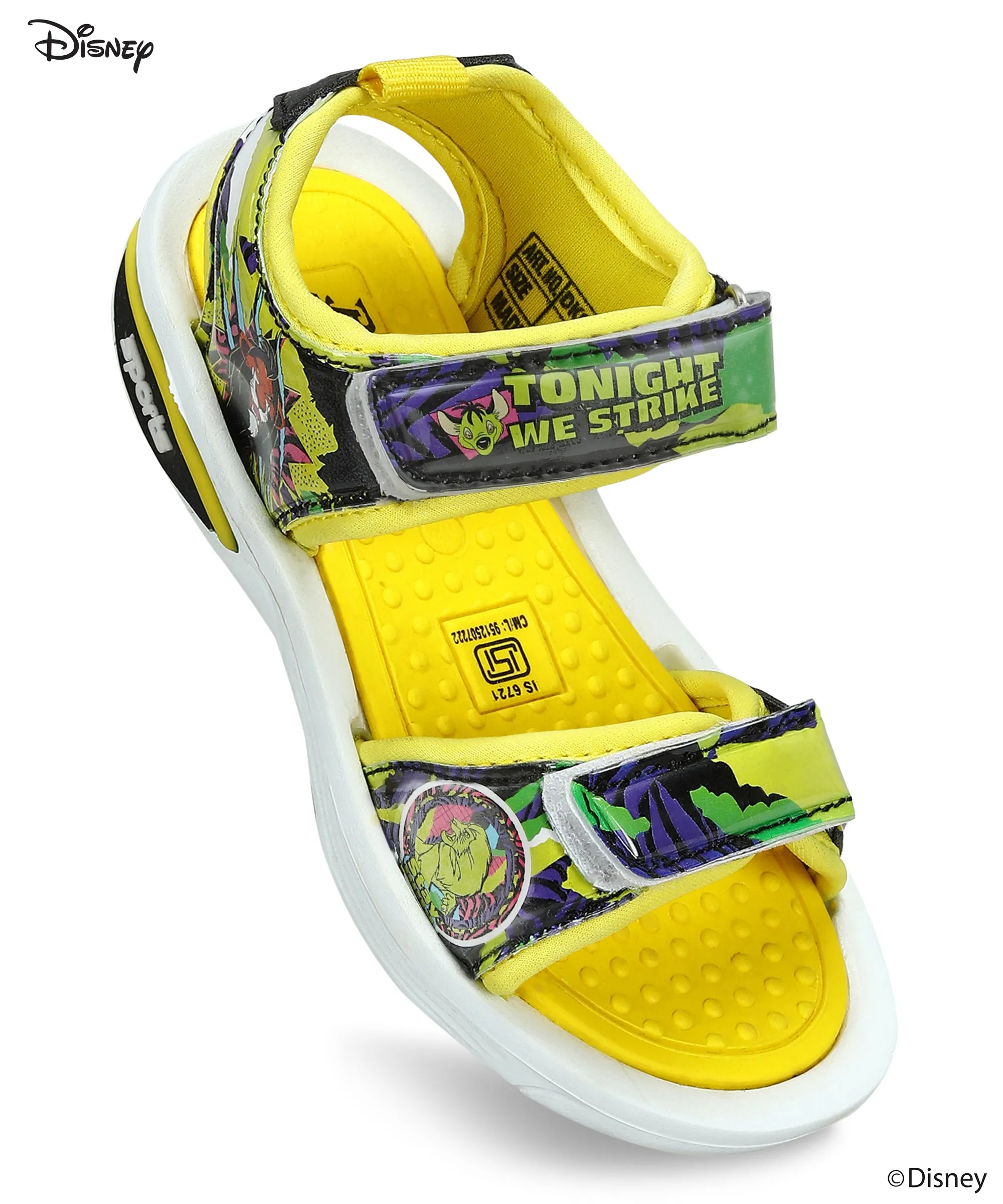 Paragon Disney Kids' Yellow Velcro Sandals | Comfortable & Anti-Skid Sole