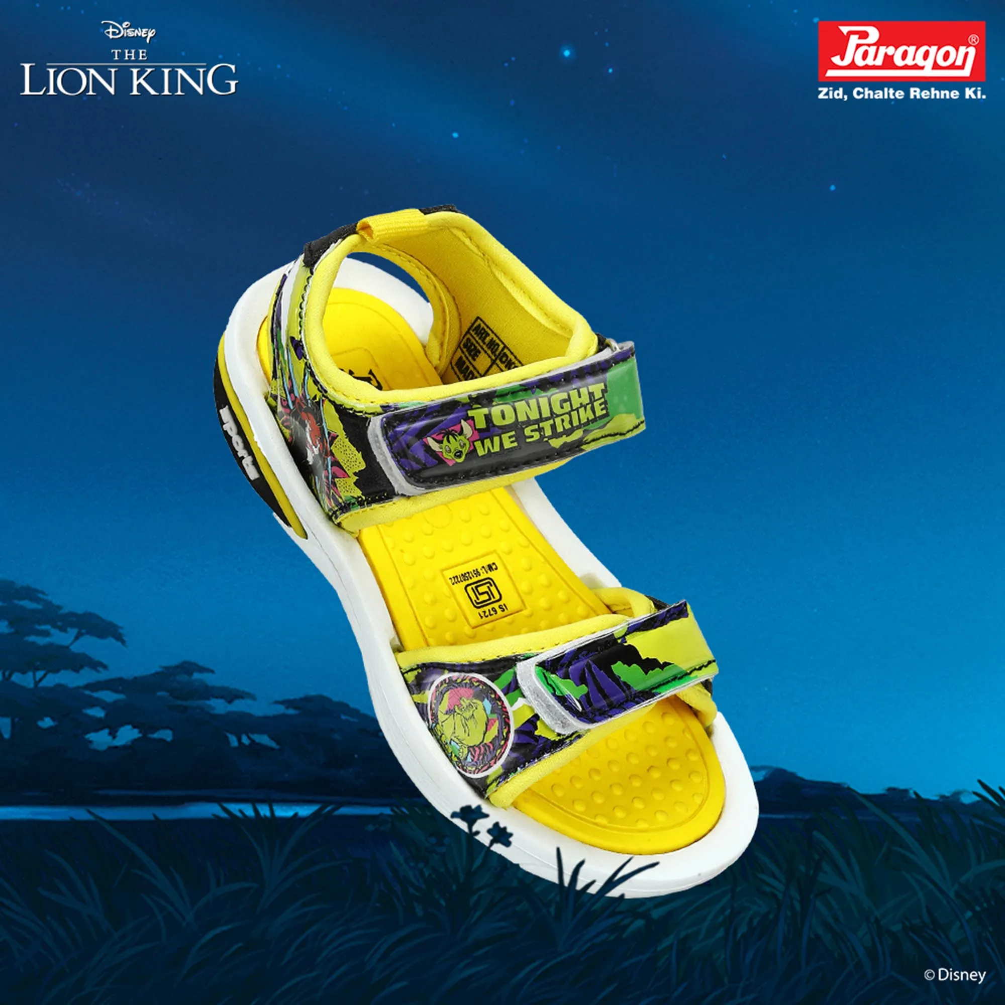 Paragon Disney Kids' Yellow Velcro Sandals | Comfortable & Anti-Skid Sole