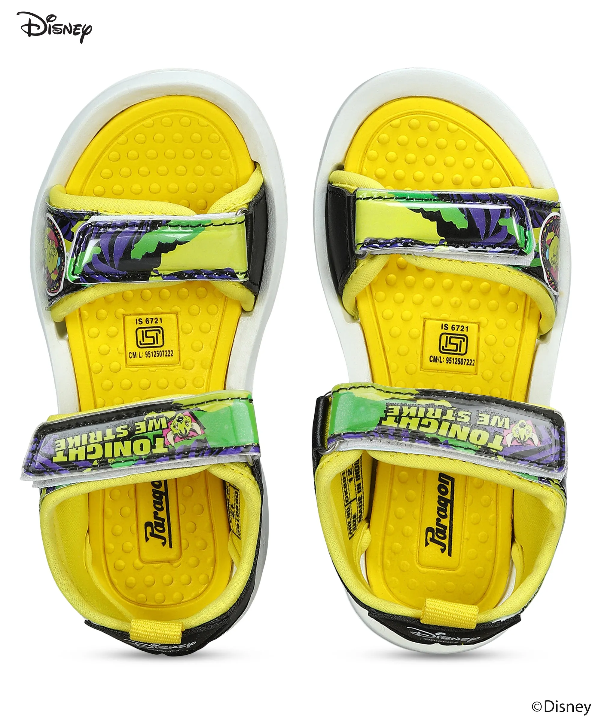 Paragon Disney Kids' Yellow Velcro Sandals | Comfortable & Anti-Skid Sole