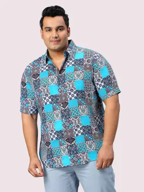 Patches Digital Printed Half Sleeve Men's Plus Size Shirt