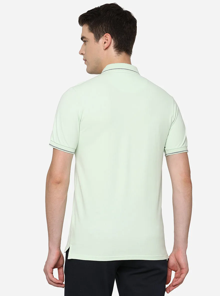 Pista Green Solid Slim Fit Polo T-Shirt | JadeBlue