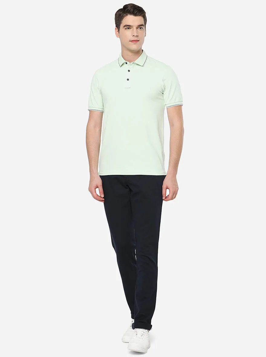 Pista Green Solid Slim Fit Polo T-Shirt | JadeBlue