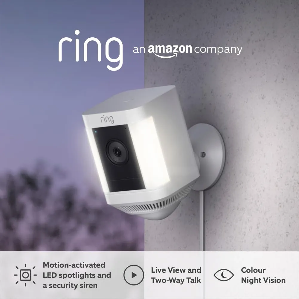 Ring Spotlight Cam Plus Plug-In White | B09JZZN69Q