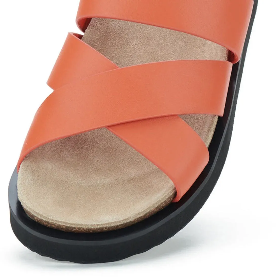 Rollie Womens Rhodes Cross Slide Tangerine Leather