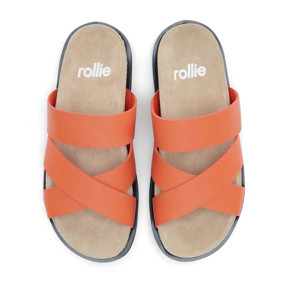 Rollie Womens Rhodes Cross Slide Tangerine Leather