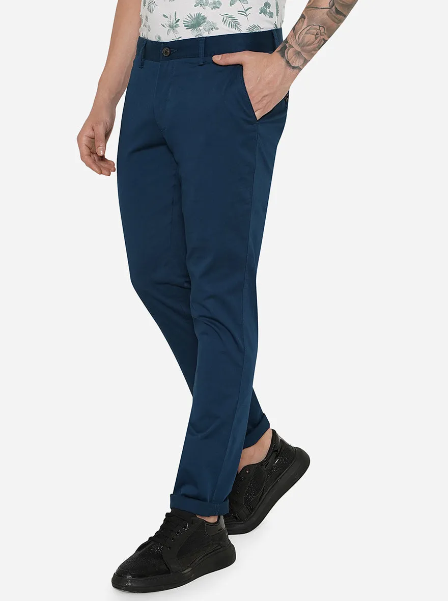 Royal Blue Solid Uno Fit Casual Trouser | JadeBlue