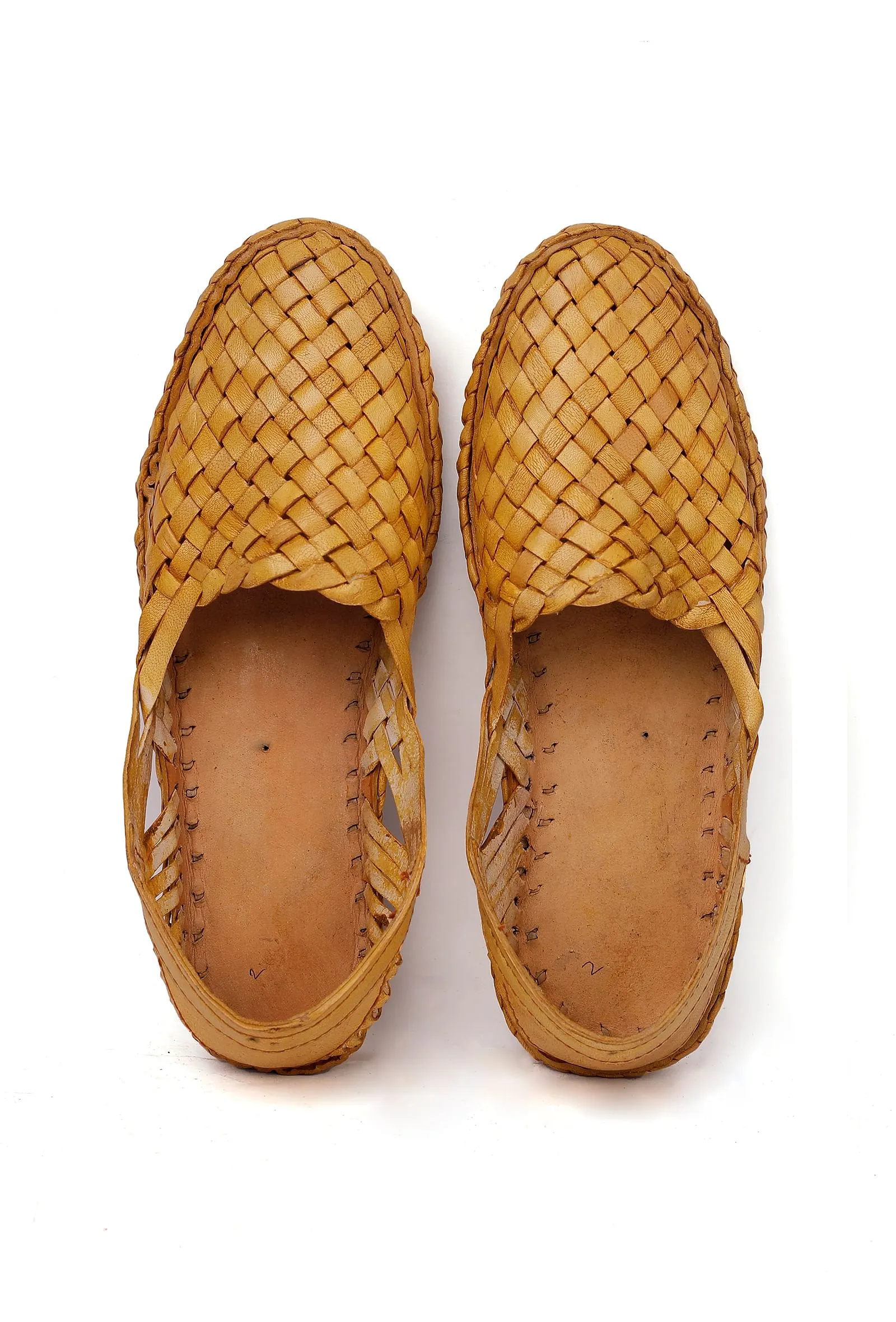 Sand Brown Braided Pure Leather Kolhapuri Sandals