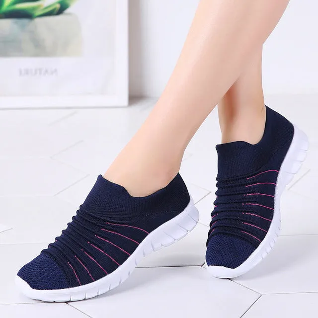 Sneakers Women Flats Shoes Summer Breathable Flying Weaving