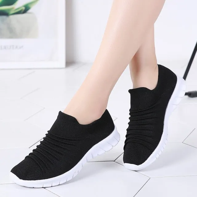 Sneakers Women Flats Shoes Summer Breathable Flying Weaving