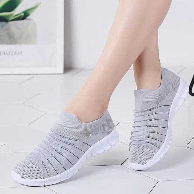 Sneakers Women Flats Shoes Summer Breathable Flying Weaving