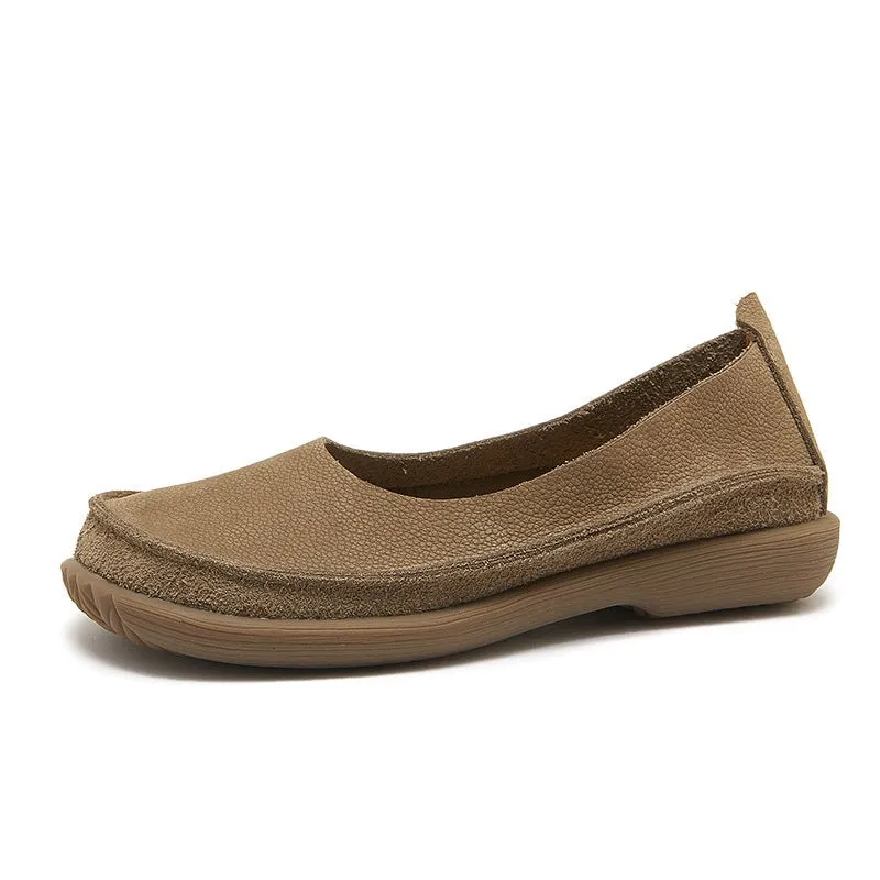 Soft Leather loafers Breathable Slip Ons Handmade in Green/Coffee/Khaki