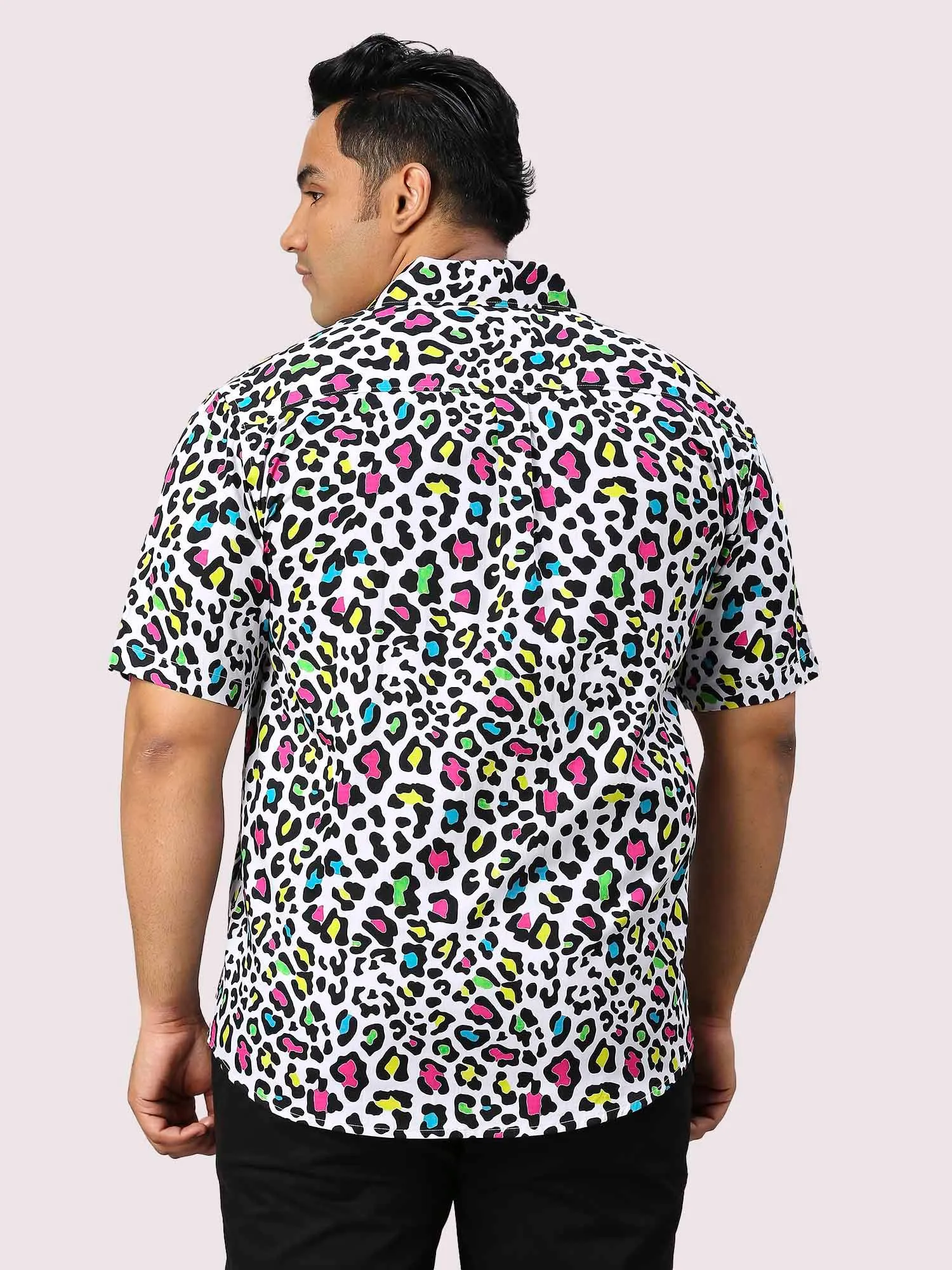 Spotted Digital Printed Half Sleeve Men's Plus Size Shirt