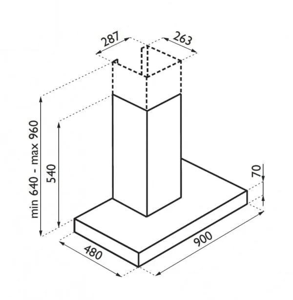 TECNOGAS CN290X 90cm Stainless Steel Chimney Hood