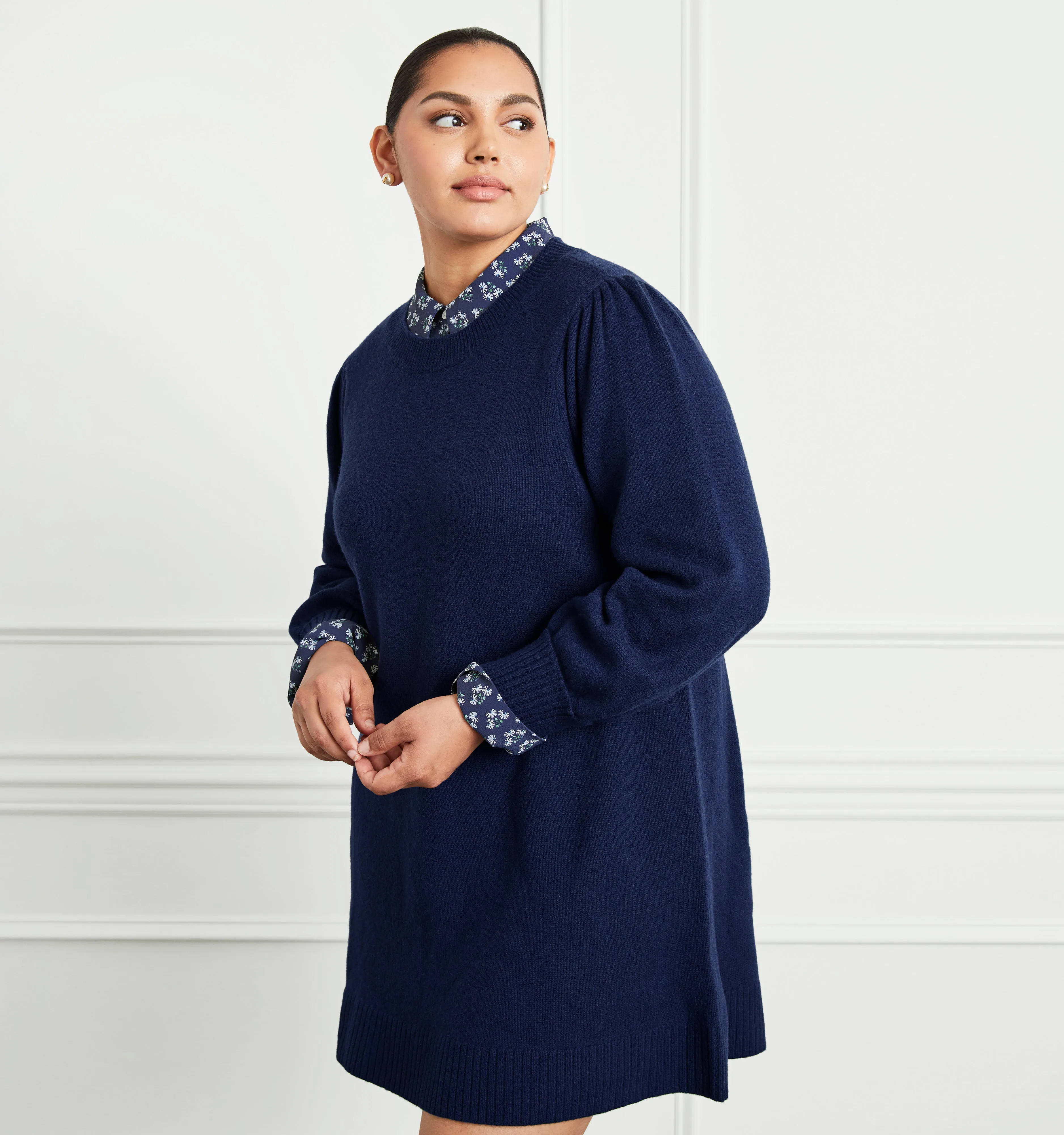 The Sylvie Sweater Dress - Navy Merino Wool