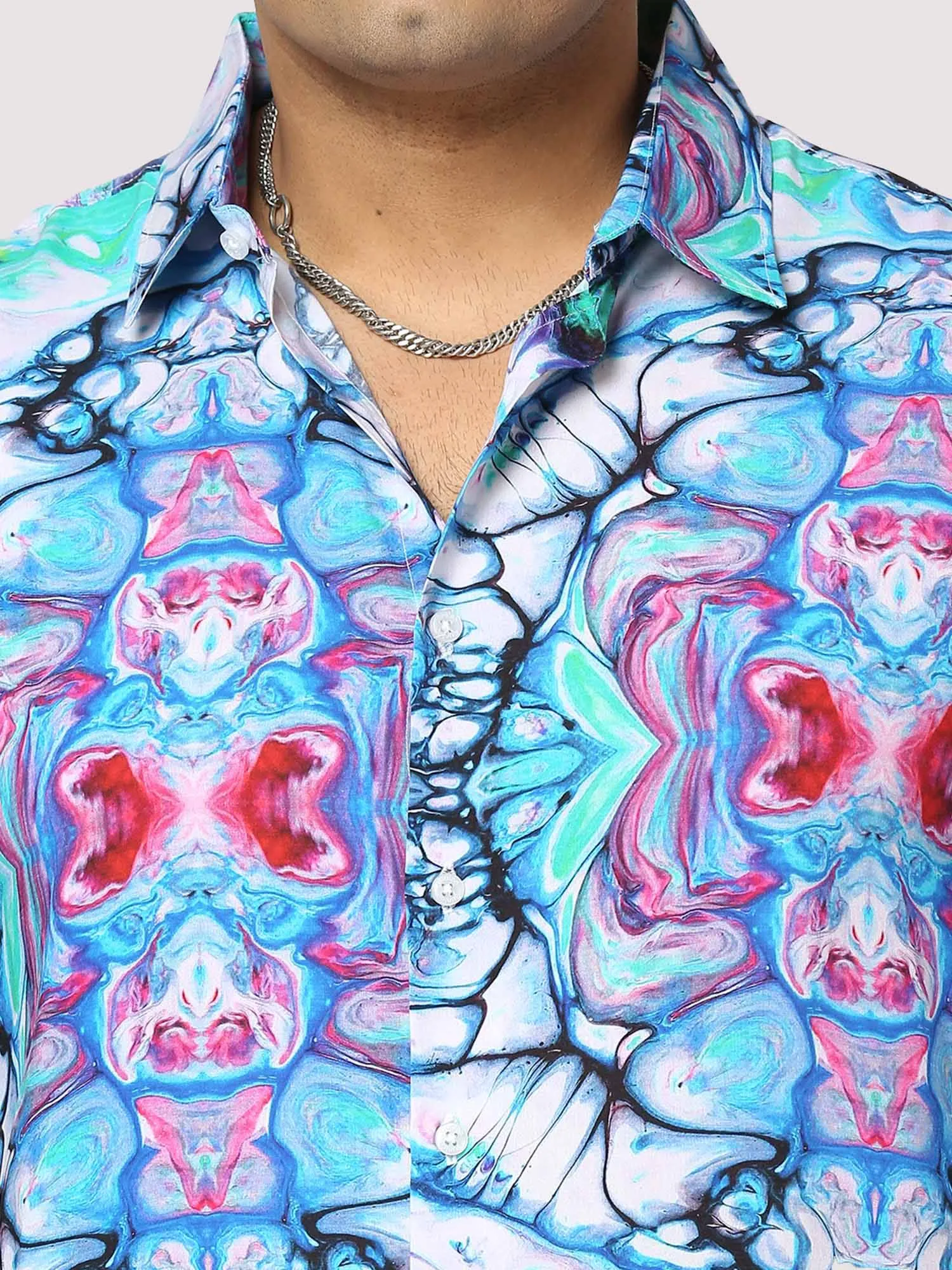 Trance Digital Printed Half Shirt Men's Plus Size