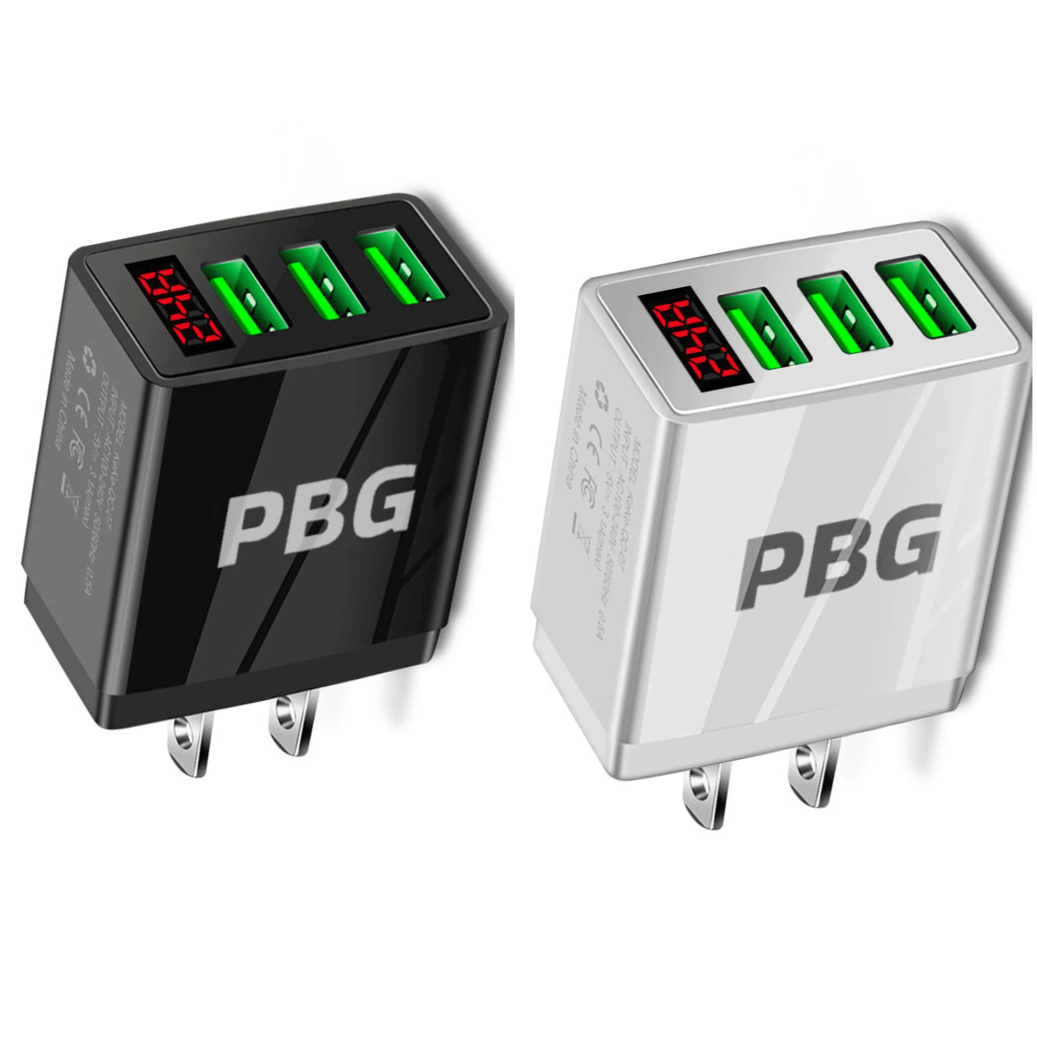 Wholesale 3-Port Quick Charge Wall Charger with LED Display - PBG