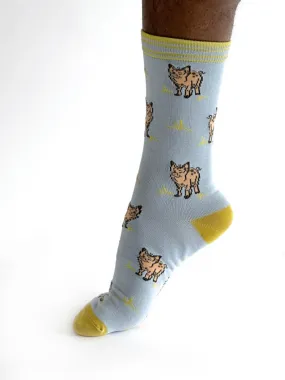 Willem Pig Bamboo Socks - Light Blue