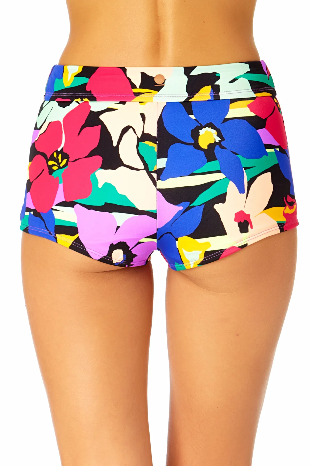 Women's Barbados Bloom Ruched Waist Boy Short Swim Bottom